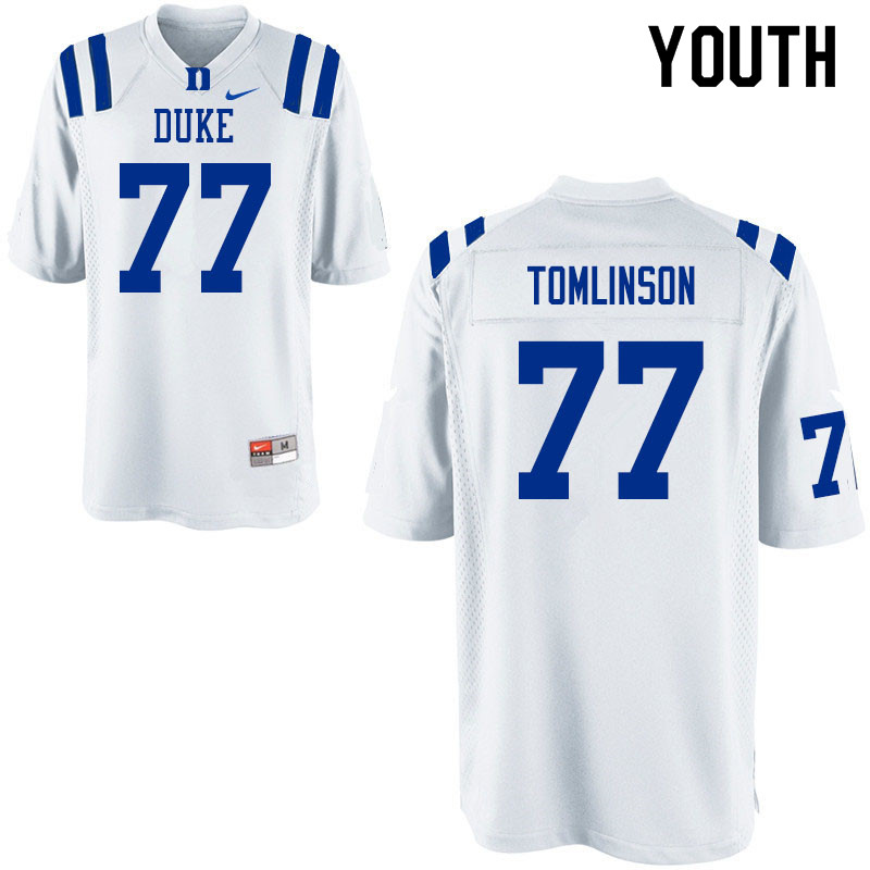 Youth #77 Laken Tomlinson Duke Blue Devils College Football Jerseys Sale-White - Click Image to Close